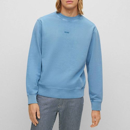 Light Blue Wefade Cotton Sweatshirt - BOSS - Modalova