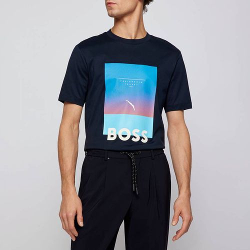 Navy Tessler Cotton T-Shirt - BOSS - Modalova