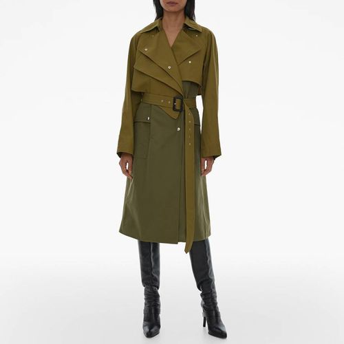 Khaki Hybrid Belted Trench Coat - HELMUT LANG - Modalova