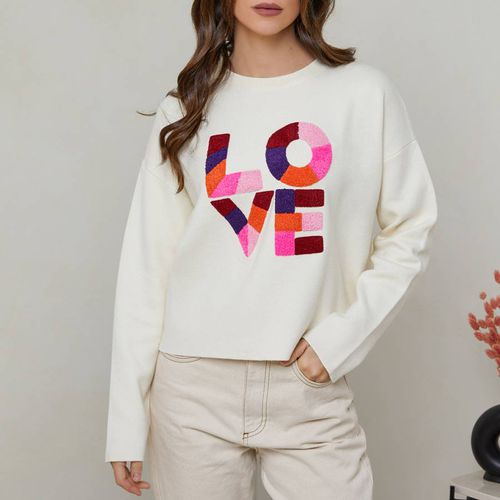 Cream Graphic Cashmere Blend Sweater - SOFT CASHMERE - Modalova
