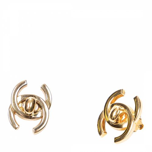 Gold CC Turn Lock Clip On Earrings - Vintage Chanel - Modalova