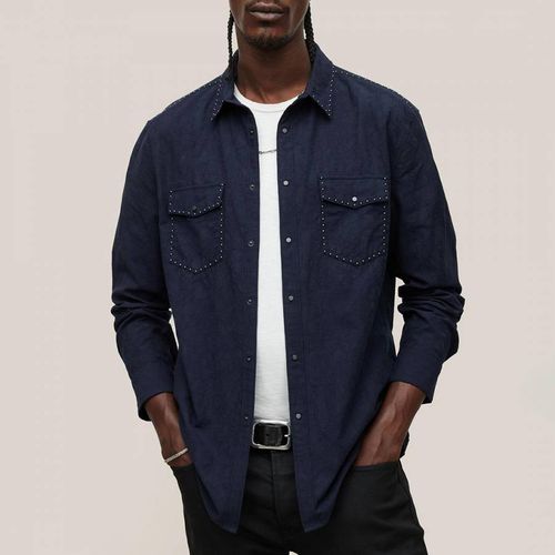 Navy Slim Fit Studded Shirt - John Varvatos - Modalova