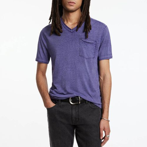 Blue Davis Burnout V Neck Cotton Top - John Varvatos - Modalova