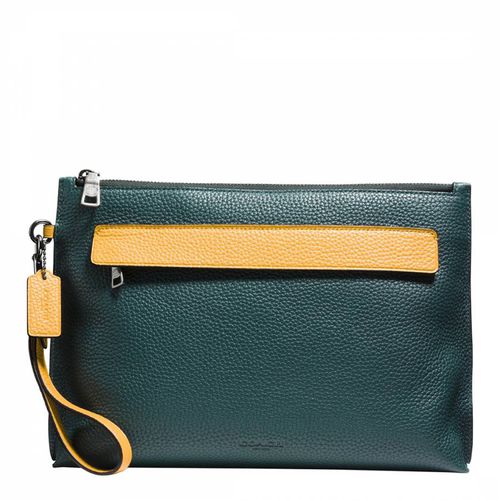 Forest/Yellow Gold Pouch In Color Blocked Pebbled Leather - Coach - Modalova
