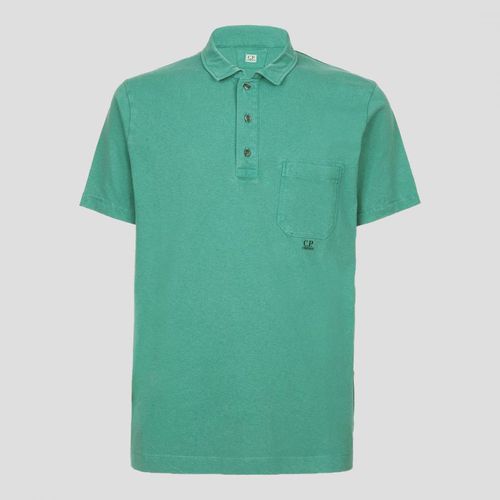 Teal Jersey Chest Pocket Cotton Polo Shirt - C.P. Company - Modalova