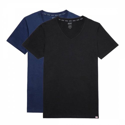 Black 2 Pack V-Neck Cotton T-Shirt - Diesel - Modalova