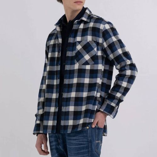 Navy Check Flannel Shirt - Replay - Modalova