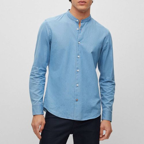 Blue Hal Standup Cotton Shirt - BOSS - Modalova