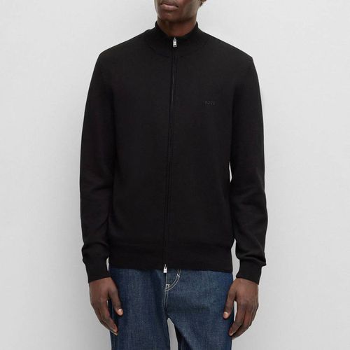 Black Palano Zip Cotton Jacket - BOSS - Modalova