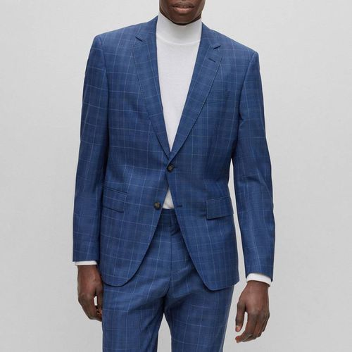 Blue Huge Check Wool Blazer - BOSS - Modalova