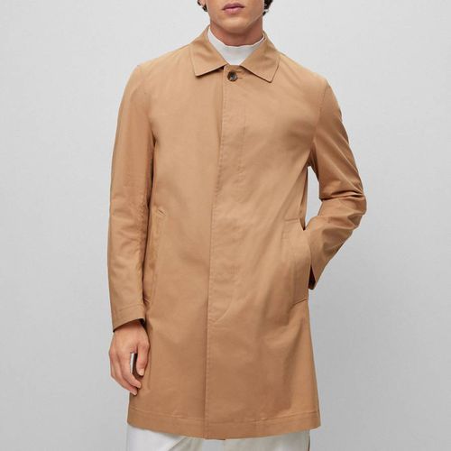 Camel Jared Cotton Blend Coat - BOSS - Modalova