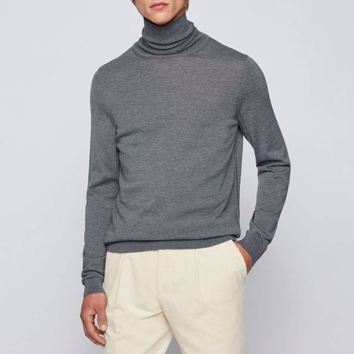 Grey Musso Wool Roll Neck Jumper - BOSS - Modalova