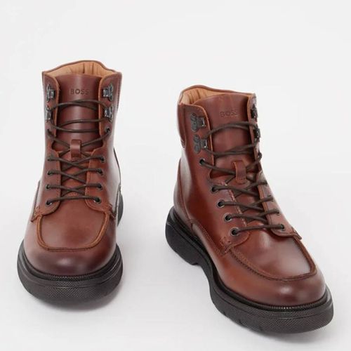 Medium Jacob Lace Up Leather Boots - BOSS - Modalova
