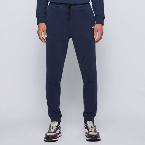 Navy Skeevo Cotton Blend Tracksuit Bottoms - BOSS - Modalova