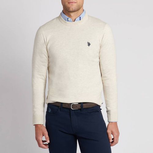 Ecru Cotton Crewneck Jumper - U.S. Polo Assn. - Modalova