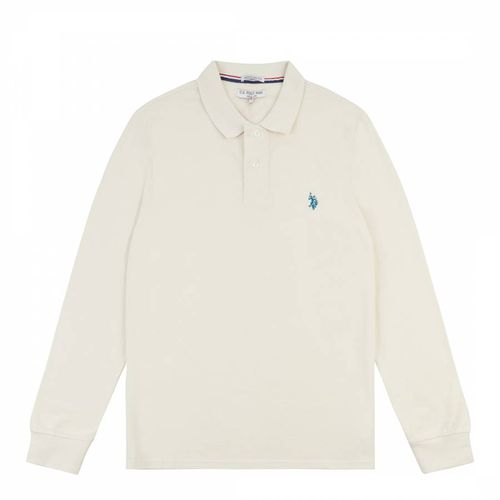 Cream Cotton Long Sleeve Polo Shirt - U.S. Polo Assn. - Modalova