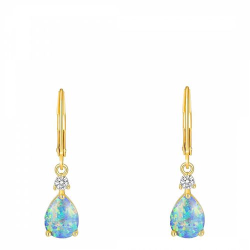 K Gold Blue Opal Drop Earrings - Liv Oliver - Modalova