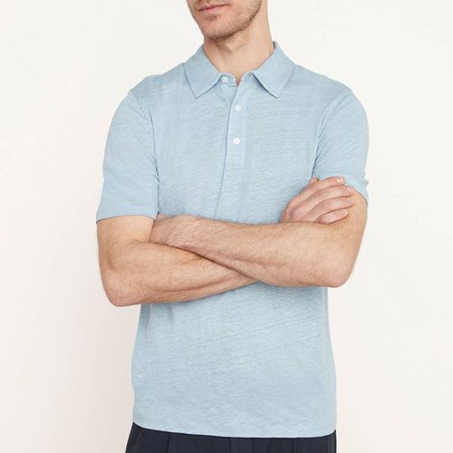 Blue Linen Polo Shirt - Vince - Modalova