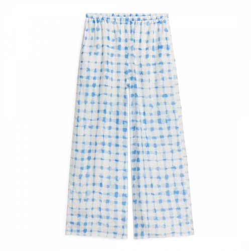 Blue/ Printed Wide Satin Trousers - ARKET - Modalova