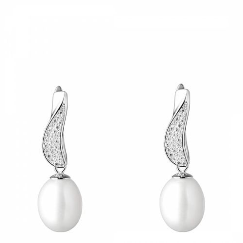 And Silver Cubic Zirconia Pearl Earrings 	8-8.5mm - Mia Bellucci - Modalova