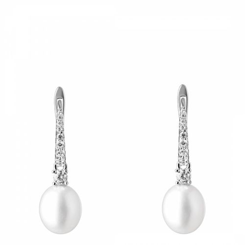 Silver Cubic Zirconia Pearl Earrings 	8.5-9mm - Mia Bellucci - Modalova
