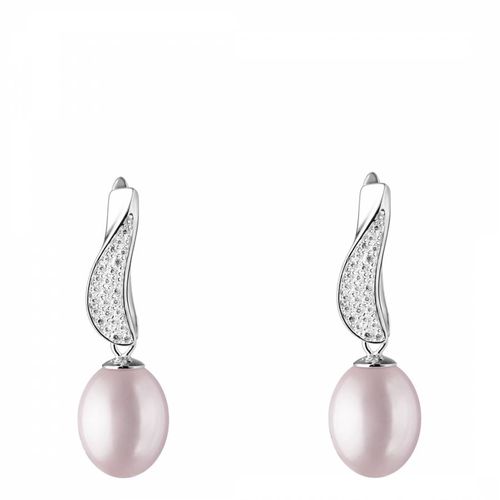 Lavender and Silver Cubic Zirconia Pearl Earrings 	8.5-9mm - Mia Bellucci - Modalova