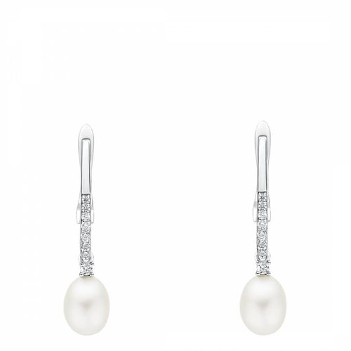 White Pearl Cubic Zirconia Earrings	 7-7.5mm - Mia Bellucci - Modalova