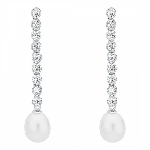 Silver Pearl Drop Earrings 7-7.5mm - Mia Bellucci - Modalova