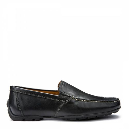 Men's Black Leather Moner Moccasin - Geox - Modalova