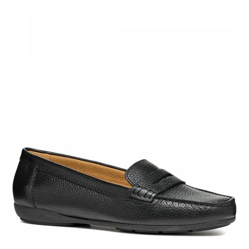 Women's Black Leather Moccasin - Geox - Modalova