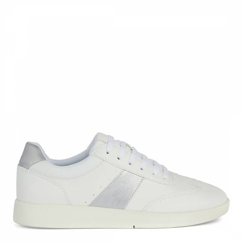 Women's White/Silver Leather Meleda Trainer - Geox - Modalova