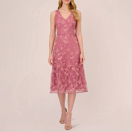 Pink Floral Sequin Embroidery Dress - Adrianna Papell - Modalova