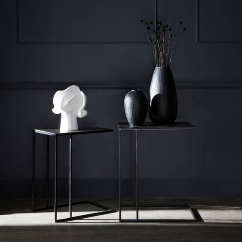 Luna Graphite Textured Aluminium set of 2 side tables - The Libra Company - Modalova