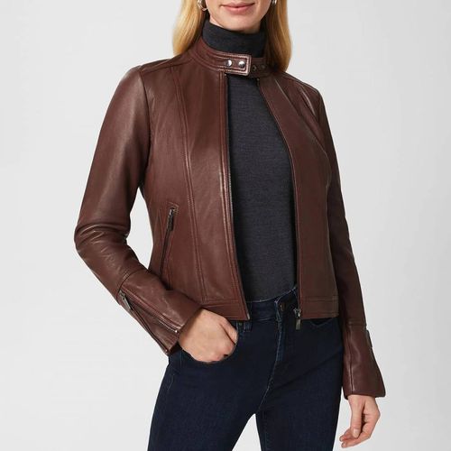 Burgundy Fran Leather Jacket - Hobbs London - Modalova