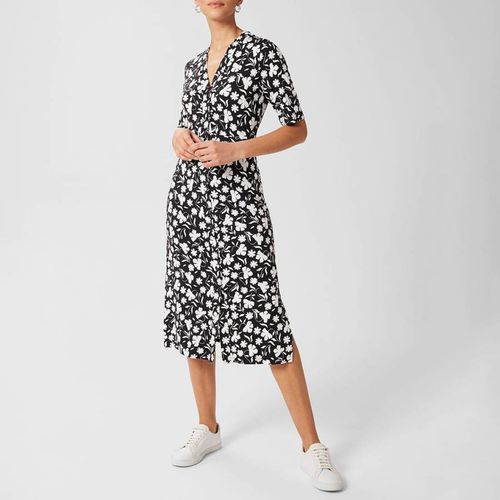 Black Aliza Printed V-Neck Dress - Hobbs London - Modalova