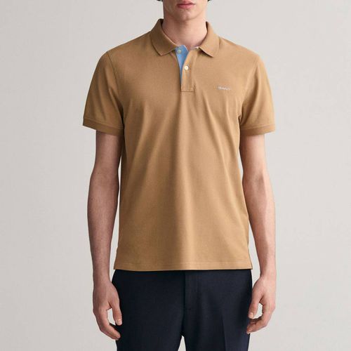Camel Contrast Pique Cotton Polo Shirt - Gant - Modalova