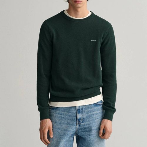 Dark Green Pique Cotton Sweatshirt - Gant - Modalova