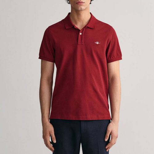 Burgundy Shield Pique Cotton Polo Shirt - Gant - Modalova