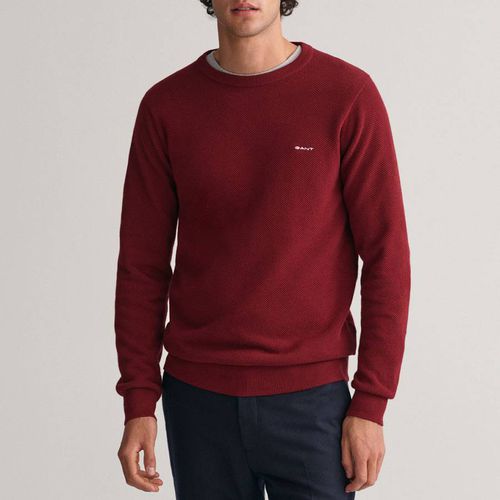 Burgundy Pique Cotton Jumper - Gant - Modalova