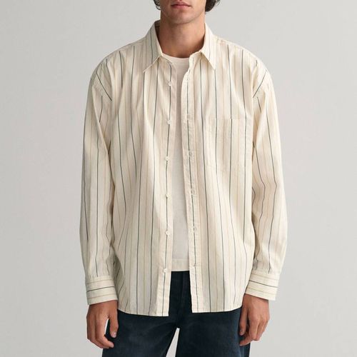Ecru Compact Poplin Stripe Cotton Shirt - Gant - Modalova