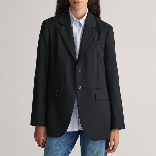 Black Notch Lapel Wool Blazer - Gant - Modalova