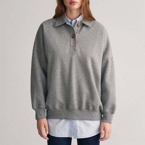 Oversized Cotton Blend Polo Sweatshirt - Gant - Modalova