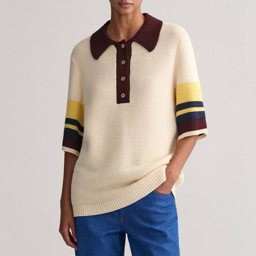 Cream Knit Polo Shirt - Gant - Modalova
