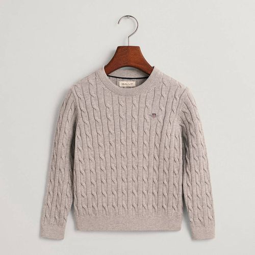Kid's Grey Cable Knit Cotton Jumper - Gant - Modalova