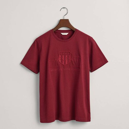 Teen's Dark Red Embroidered Logo Cotton T-Shirt - Gant - Modalova