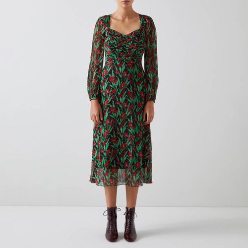 Green and Red Flare Dress - L K Bennett - Modalova