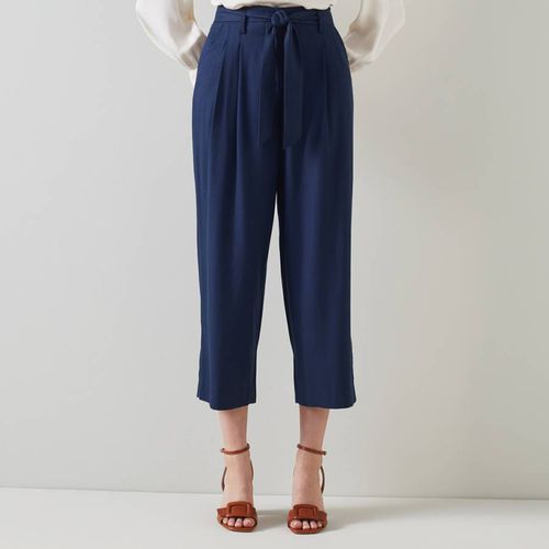 Navy Wide Leg Cropped Trousers - L K Bennett - Modalova