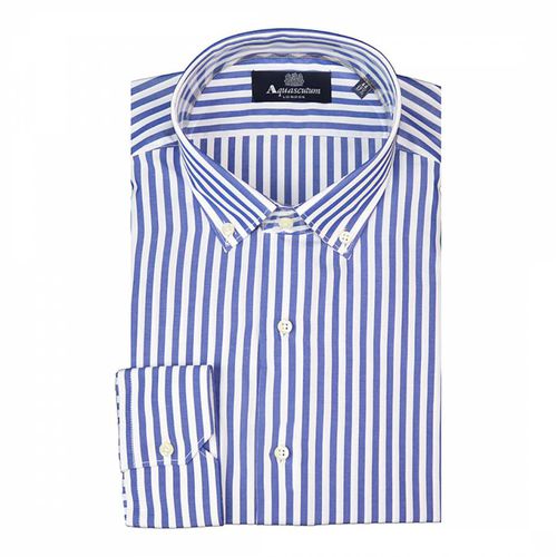 Dark Button Down Wide Stripe Cotton Shirt - Aquascutum - Modalova