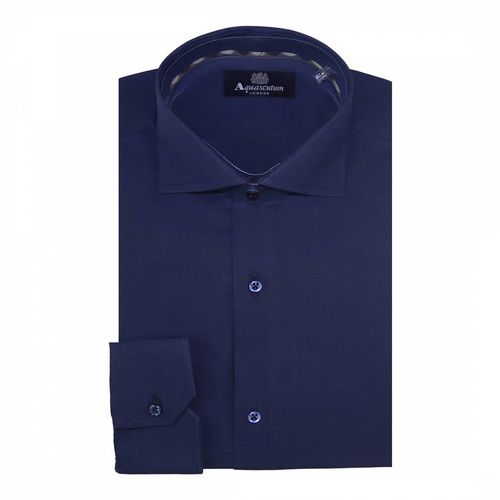 Navy Long Sleeve Cotton Shirt - Aquascutum - Modalova