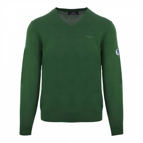 Green V-Neck Wool Blend Jumper - Aquascutum - Modalova